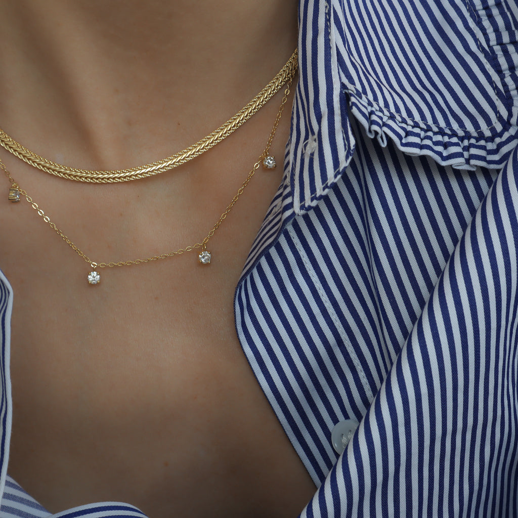 Claire שרשרת אבני מוסונייט ציפוי זהב