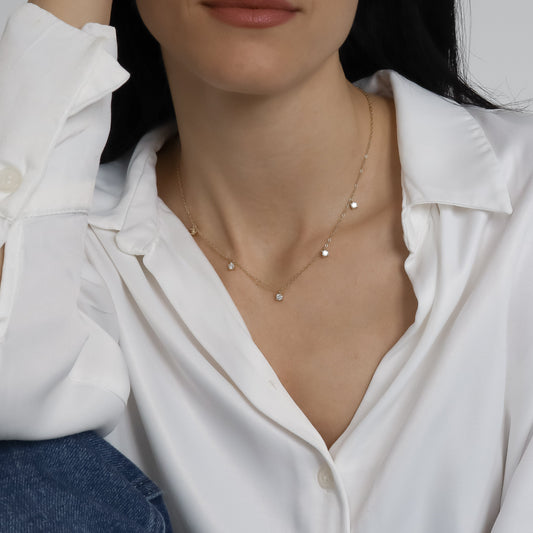 Claire שרשרת אבני מוסונייט ציפוי זהב