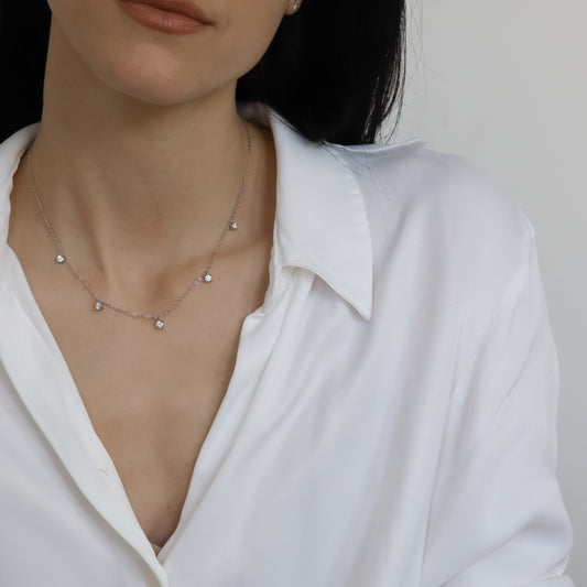 Claire שרשרת אבני מוסונייט כסף