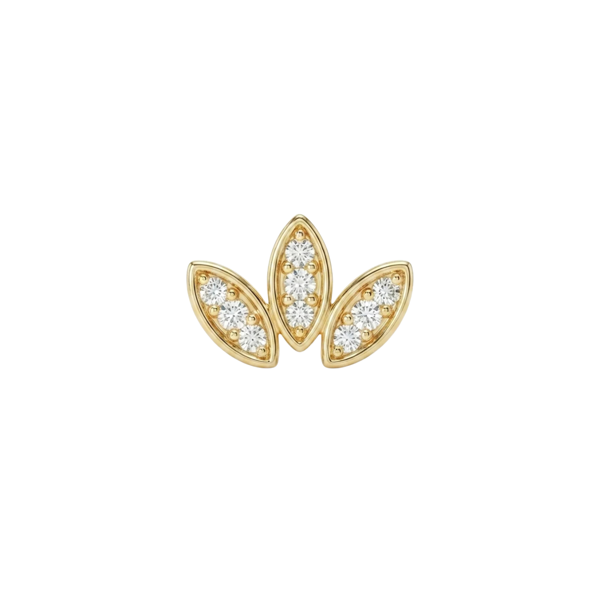 Tiara leaves- עגיל מוסונייט ציפוי זהב