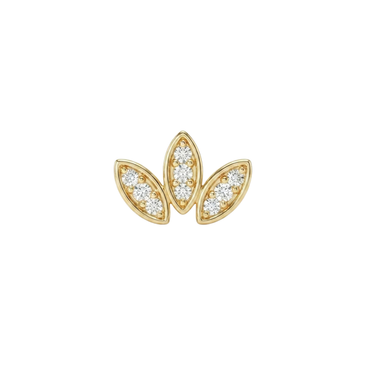 Tiara leaves- עגיל מוסונייט ציפוי זהב