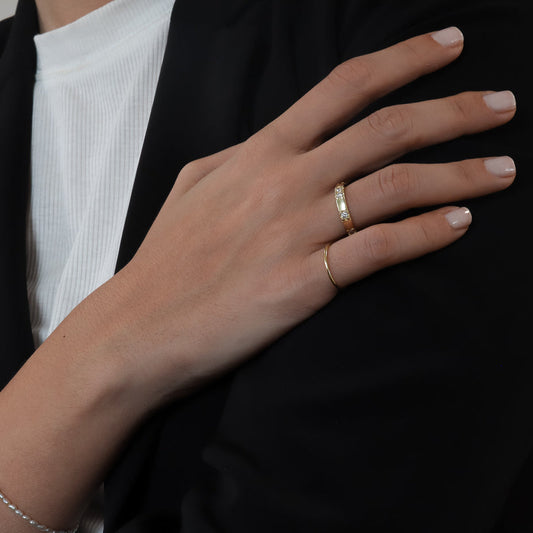 Anne  טבעת ציפוי זהב דקה