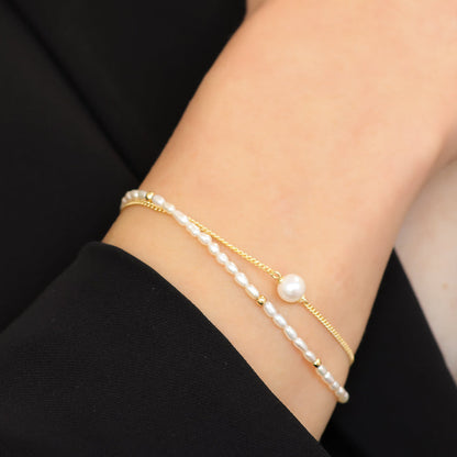 Violett צמיד פנינה ציפוי זהב