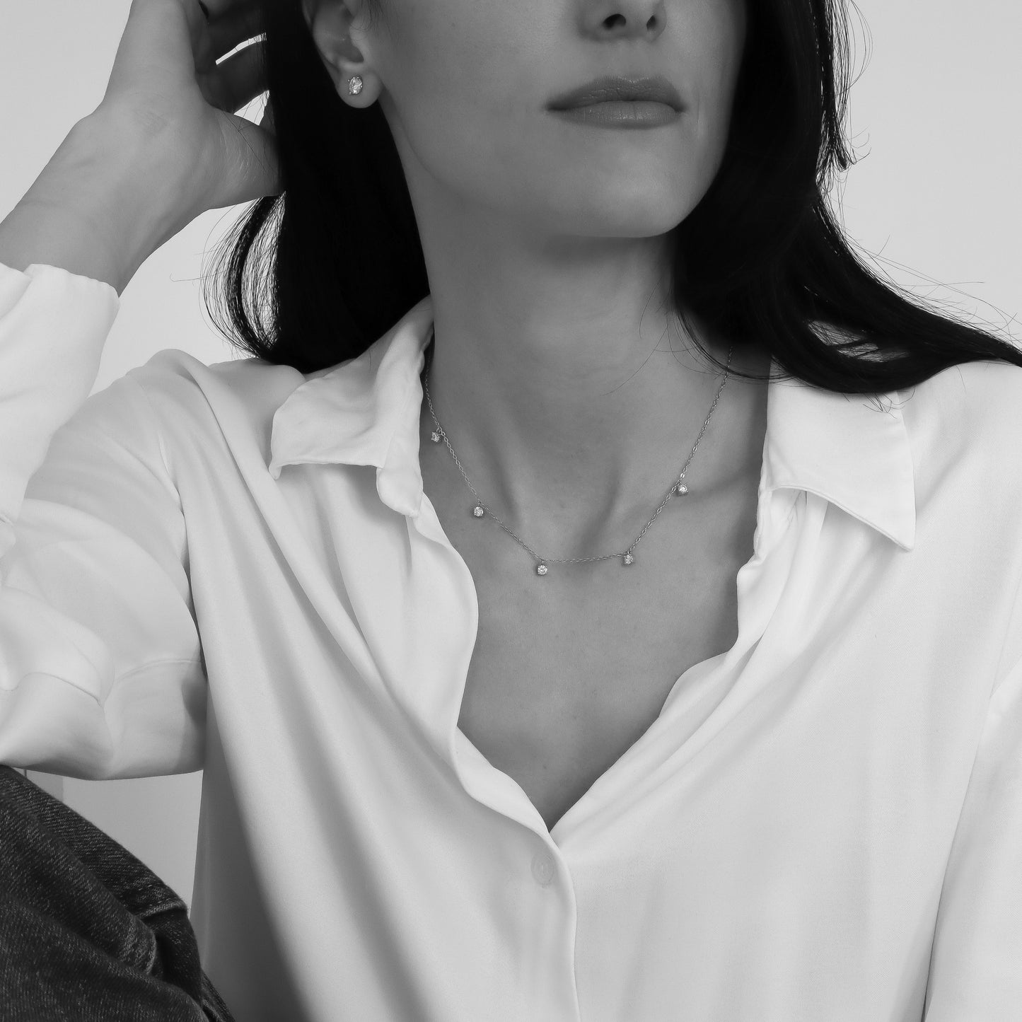 Claire שרשרת אבני מוסונייט כסף